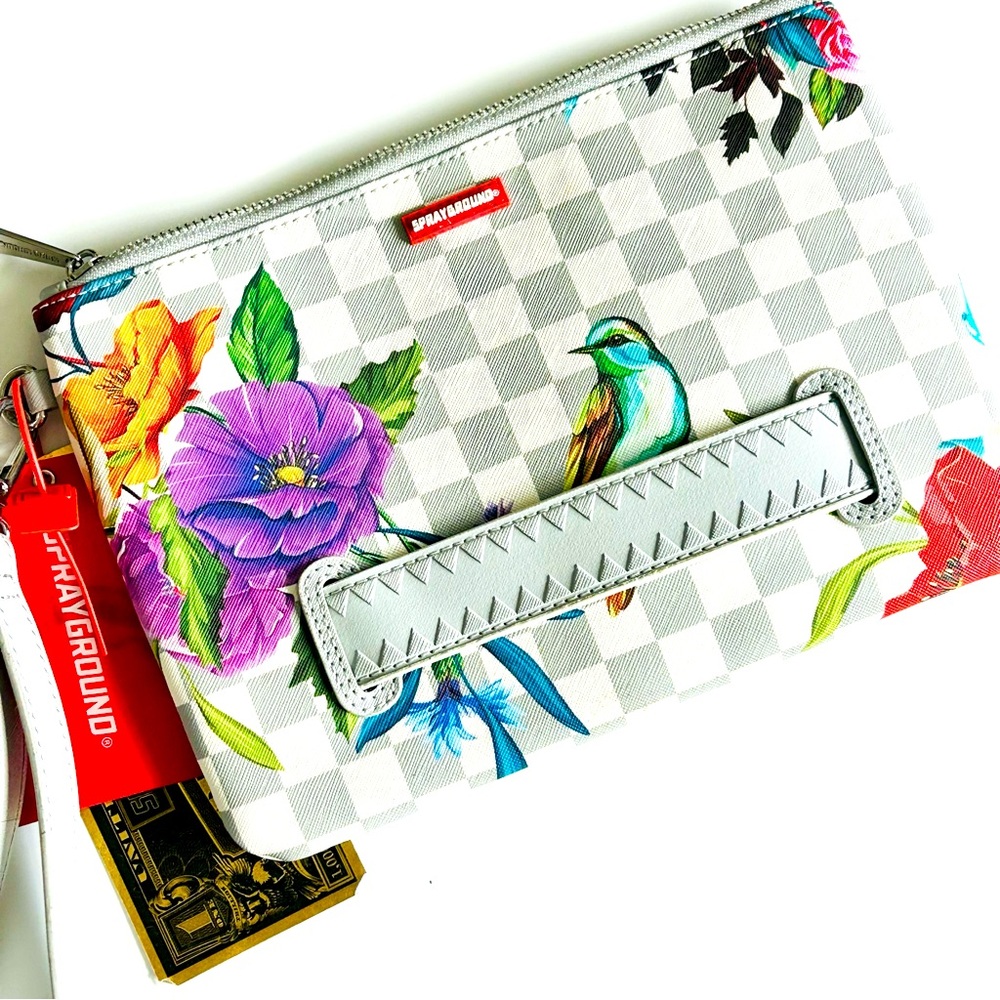 Sprayground White Floral Clutch